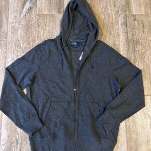 Polo by Ralph Lauren Men's Charcoal Zip-Up Hoodie Sz L - NWT